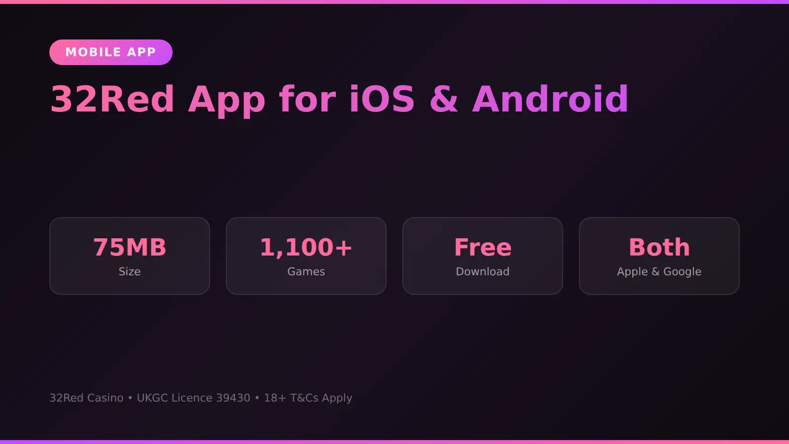 32Red Casino mobile app for iOS and Android