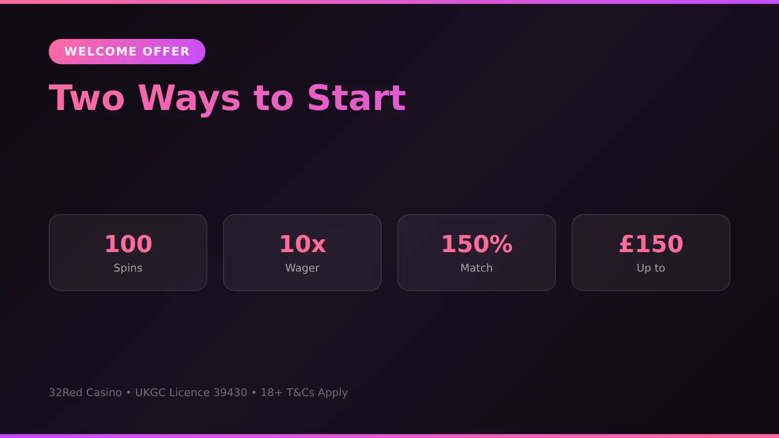 32Red welcome offer comparison - free spins vs deposit match